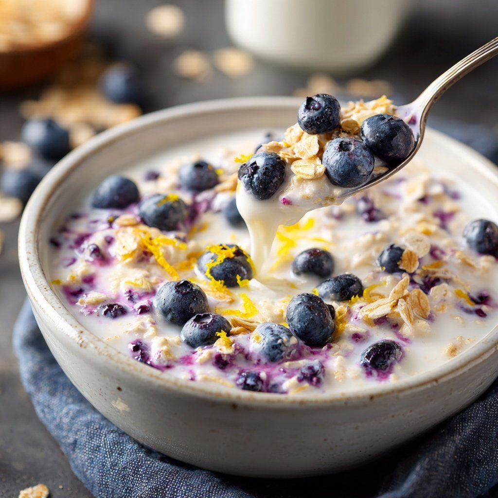 Blaubeer-Zitronen Overnight Oatmeal