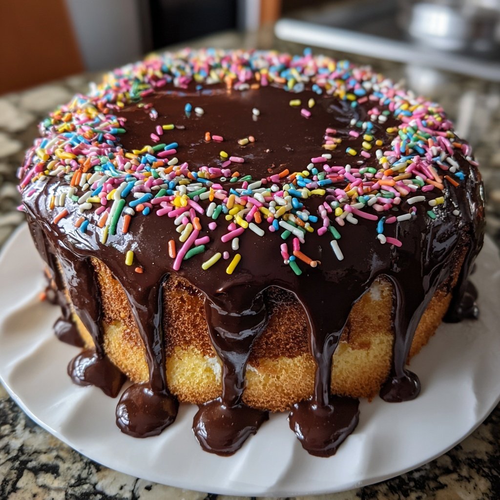 Geburtstagskuchen mit Schokoglasur