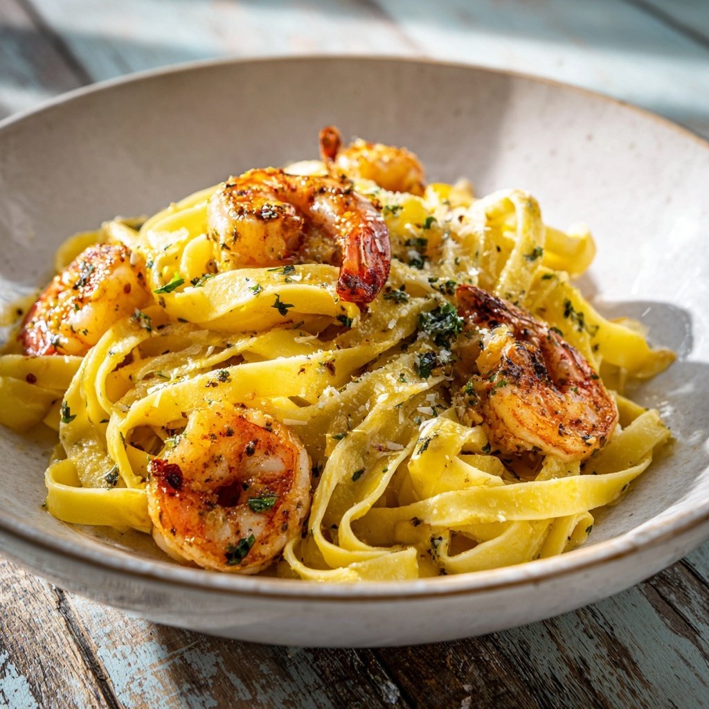 Tagliatelle mit Garnelen und Prosecco