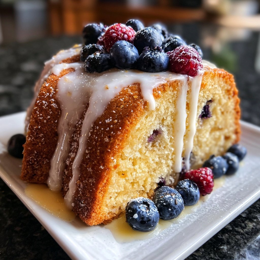 Zitronenkuchen mit Beeren